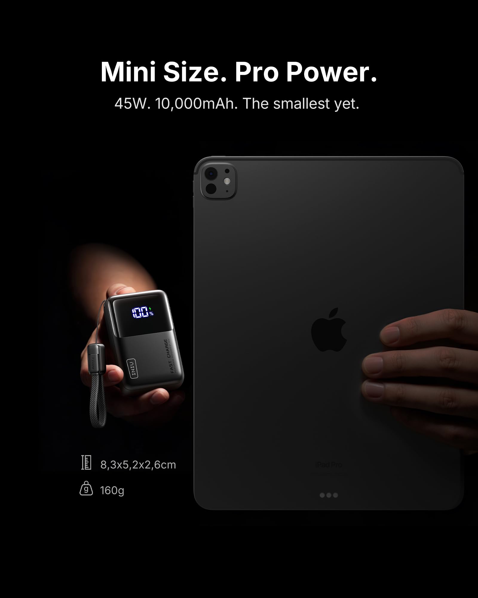 INIU Power Bank, Smallest Portable Charger 10000mAh, 45W Fast Charging Mini Battery Pack with Detachable USB-C Cable, Flight-Safe Travel Powerbank for iPhone 17 16 15 Pro Max, Samsung S26, iPad, etc - Available at All In One Marketplace Canada
