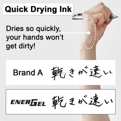 Pentel EnerGel Gel Pen with Cap 0.7mm, Black Ink, 12PK Pentel