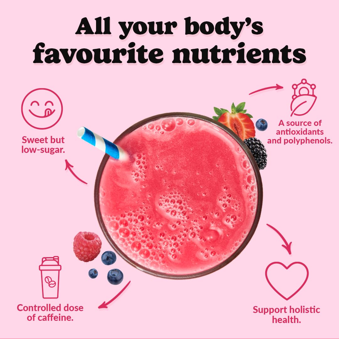 GoodProtein Red Superfood Juice Powder - Mixed Berries with 40mg Natural Caffeine, Antioxidant & Polyphenol Support, Low Sugar, Non-GMO | 225g (30 Servings)