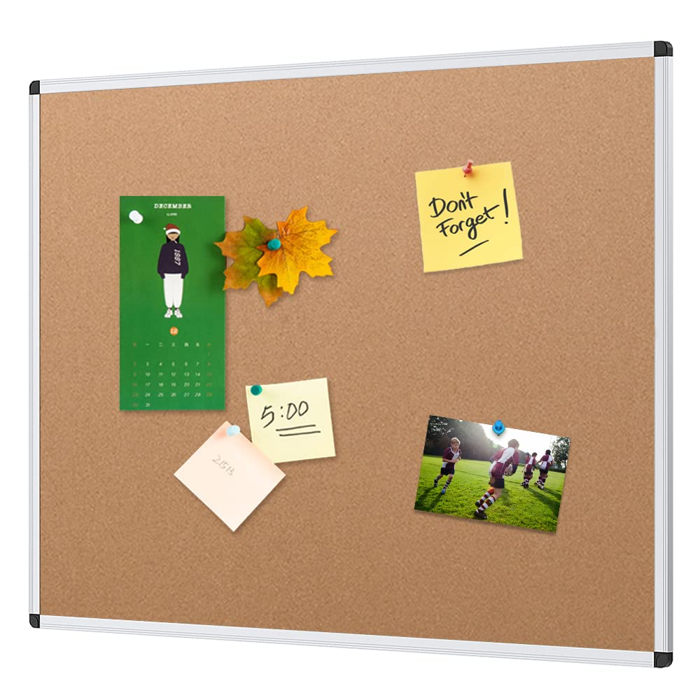 VIZ-PRO Cork Notice Board, 36 X 24 Inches, Cork Bulletin Board with Silver Aluminium Frame 🍁 All In One Marketplace Canada