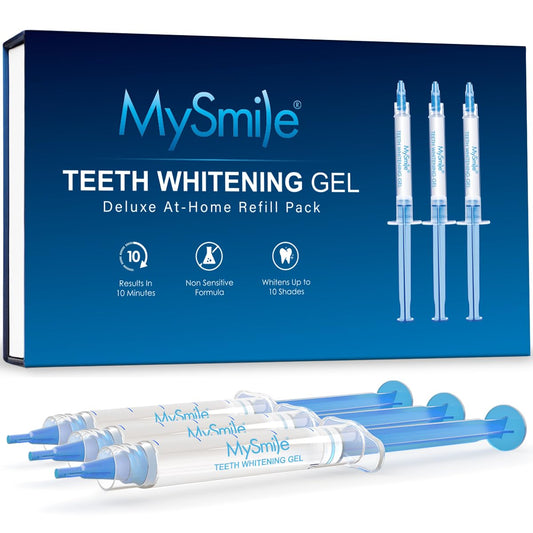 MySmile Teeth Whitening Gel Refills Pack 30+ Treatment Non-Sensitive Enamel Safe Tooth Whitener -10 Min Fast Whitening Teeth - Helps to Remove Stains from Coffee, Smoking, Wines（Excluding Tray Light） - Available at All In One Marketplace Canada