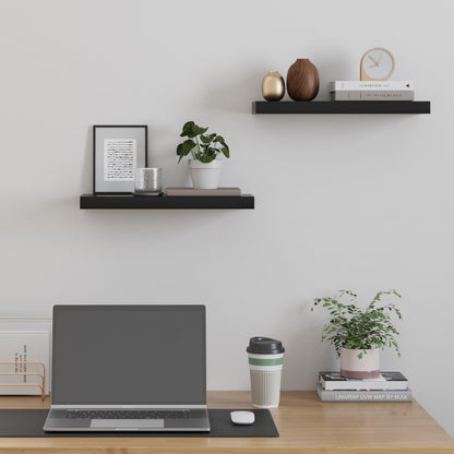 upsimples 16.5" L Black Wooden Floating Shelves with Invisible Brackets, Wall Mounted Modern Wood Shelves Set of 3, for Bathroom Bedroom - Available at All In One Marketplace Canada