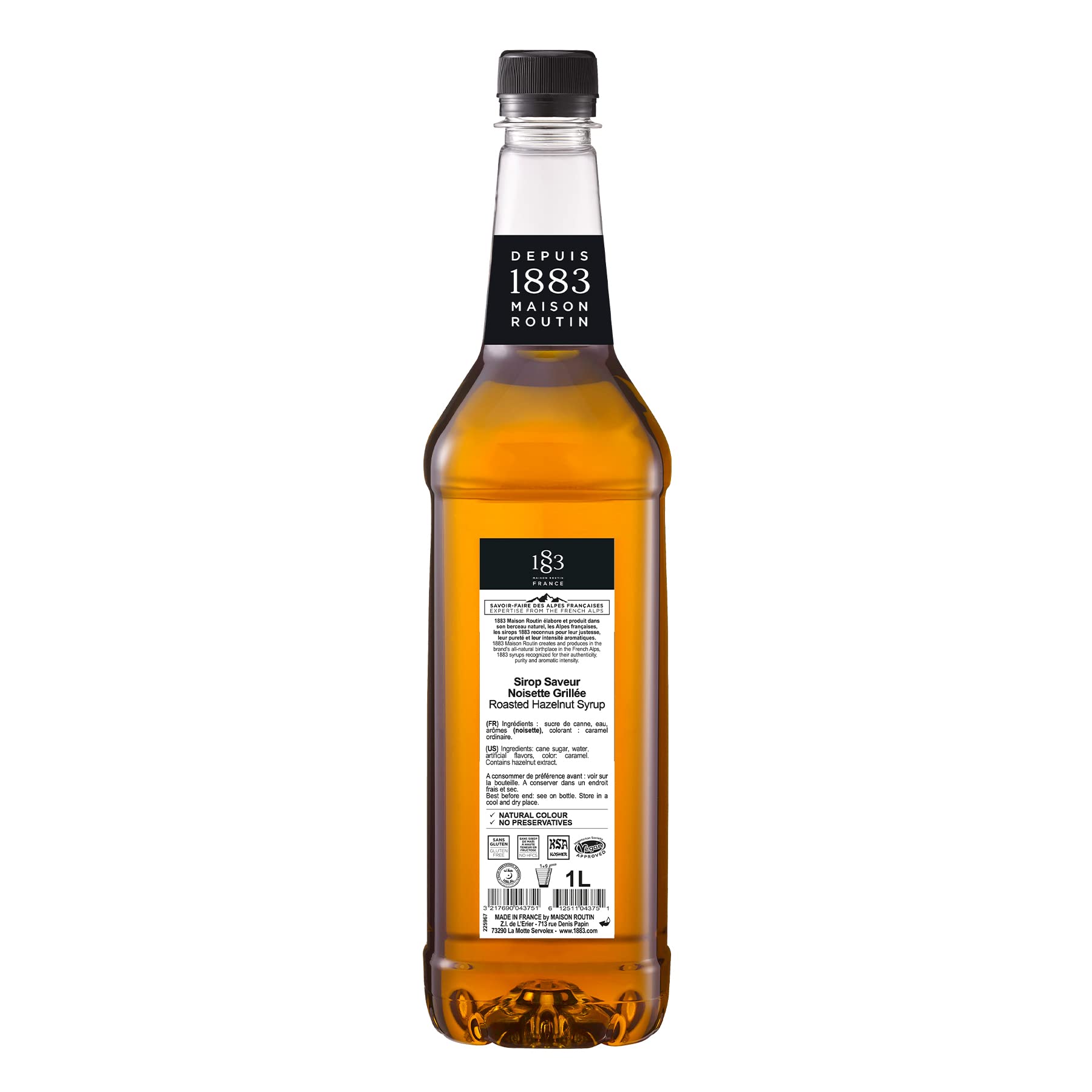 Maison Routin 1883 Roasted Hazelnut Syrup, Pet Bottle 1000 Milliliter 1883 MAISON ROUTIN