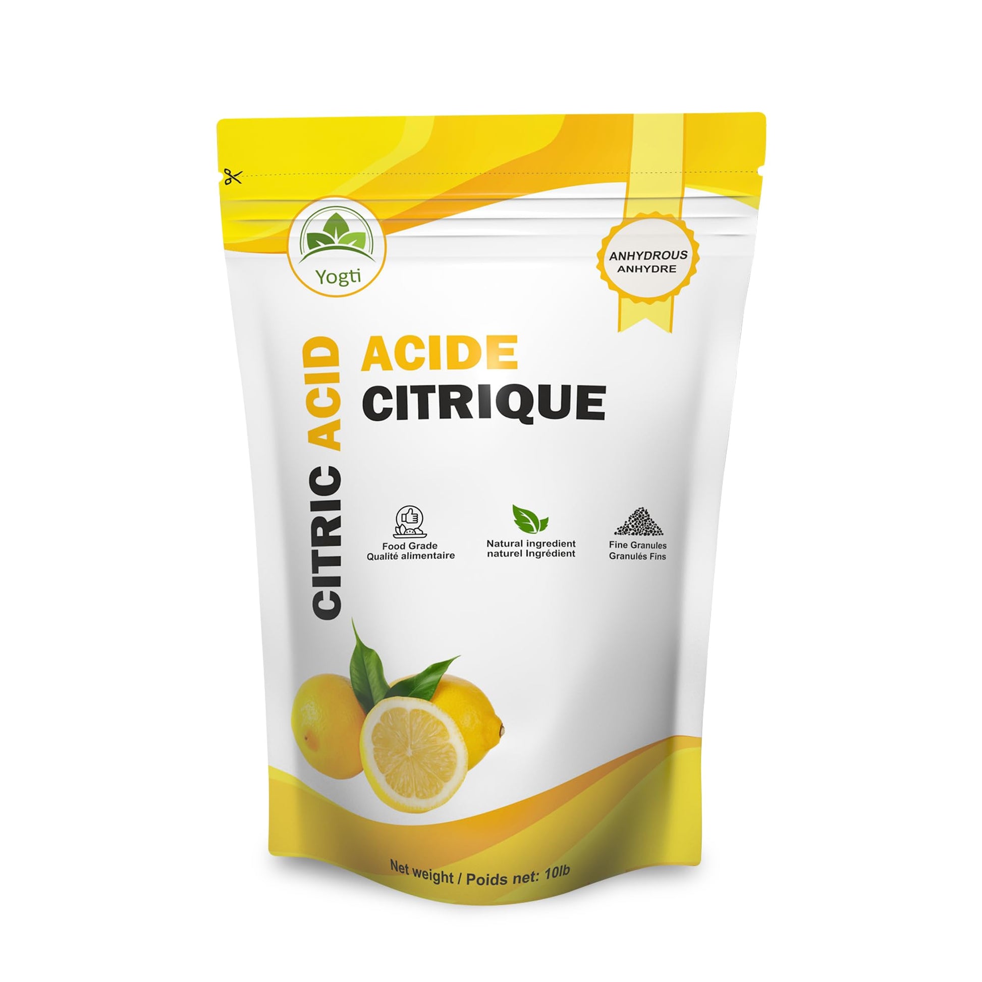 Yogti Citric Acid Powder, Food Grade, 100% Pure, Organic, Non-GMO (10 lb)