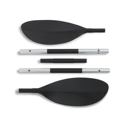 INTEX 69629E 86" Kayak Paddle: Ribbed Spoon Shaped Blades – Durable Lightweight Aluminum Shaft – Comfortable Grips – 3-Position Feather Adjustability – TUV RL Approved