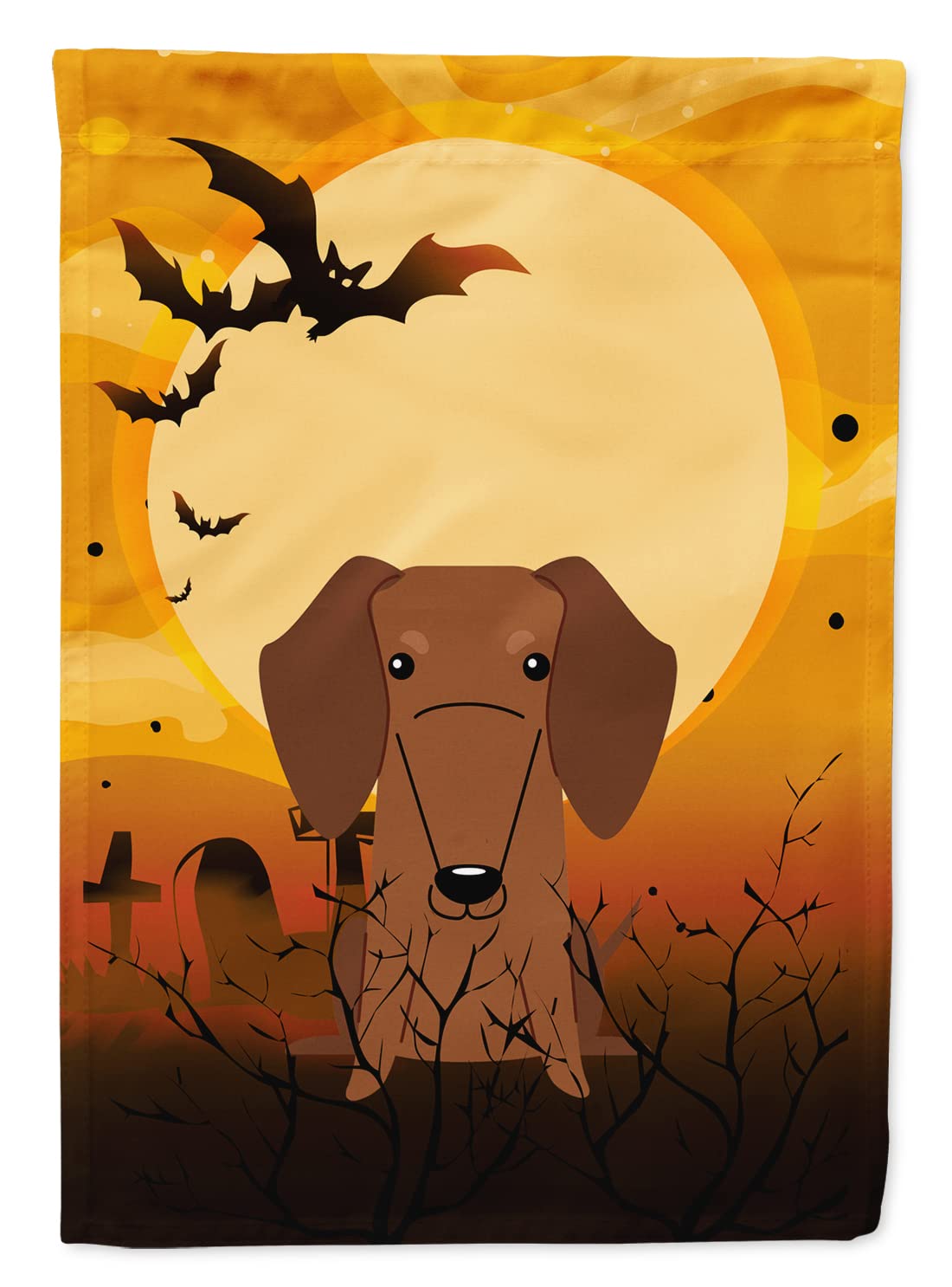 Caroline's Treasures BB4396CHF Halloween Dachshund Red Brown Canvas House Size Flag, Large, Multicolor
