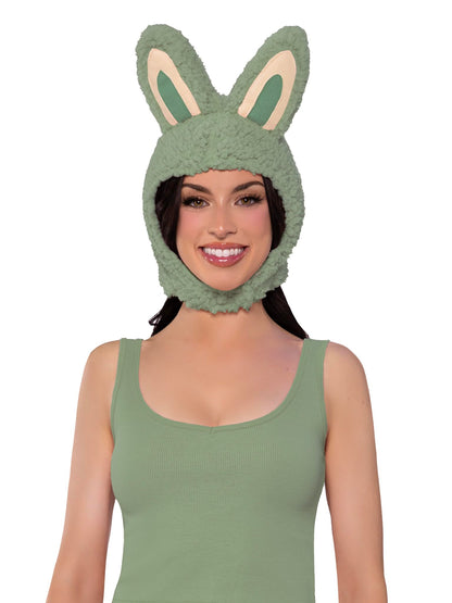 Déguisement d'Halloween Leg Avenue pour femme, adorable capuche monstre lapin avec oreilles d'animal, vert, taille unique