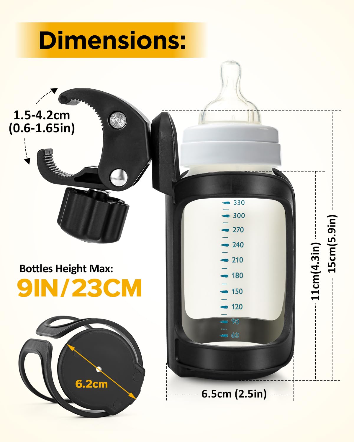 Pack of 2 Stroller Drink Holders, Universal Cup Holder for Bikes, Trolleys or Walkers