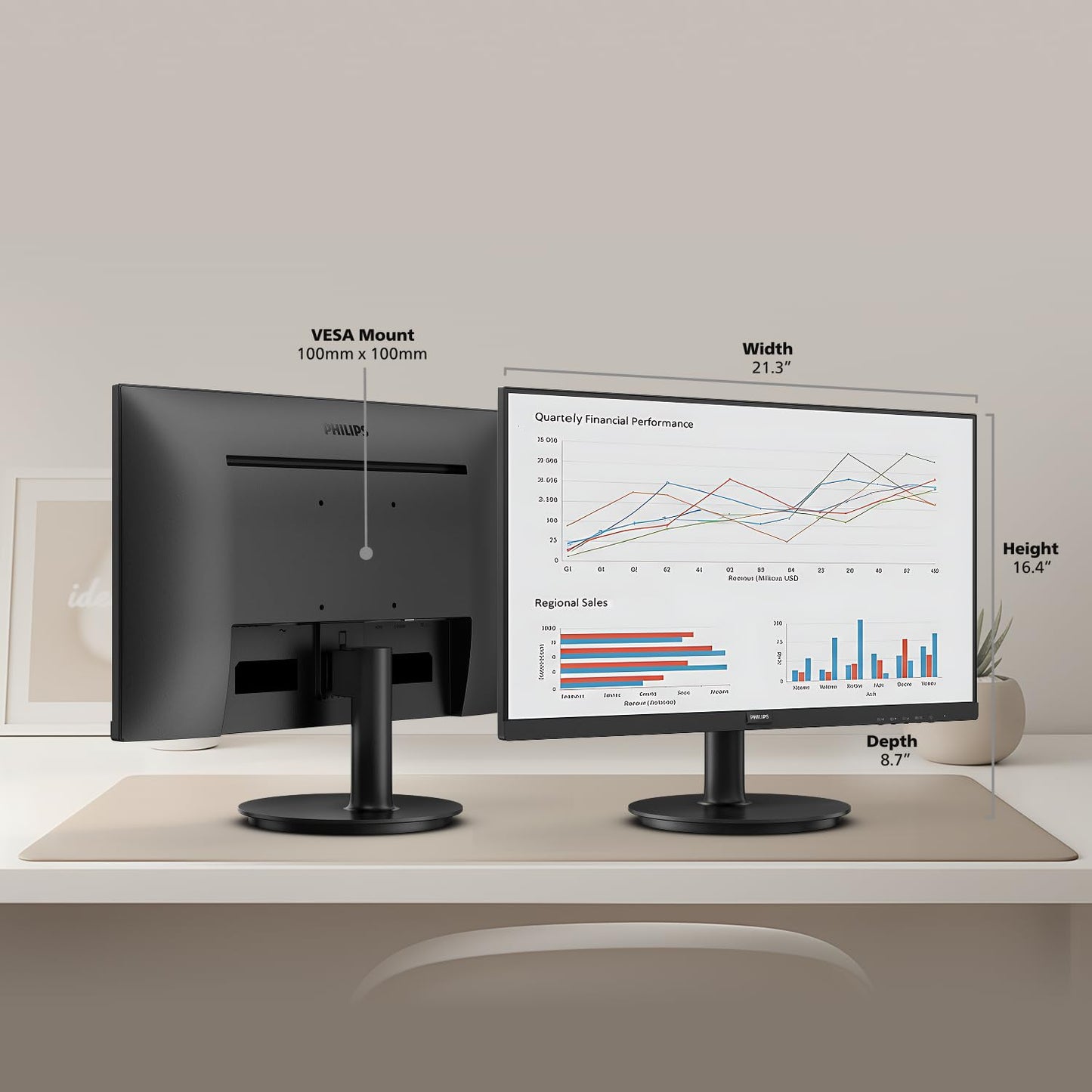 Philips New 24 inch Frameless Full HD (1920 x 1080) 100Hz Monitor, VESA, HDMI x1, VGA Port x1, Eye Care, 4 Year Replacement Warranty, 241V8LB, Black 🍁 All In One Marketplace Canada