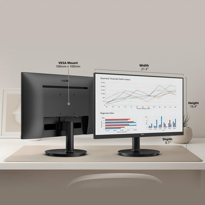 Philips New 24 inch Frameless Full HD (1920 x 1080) 100Hz Monitor, VESA, HDMI x1, VGA Port x1, Eye Care, 4 Year Replacement Warranty, 241V8LB, Black 🍁 All In One Marketplace Canada