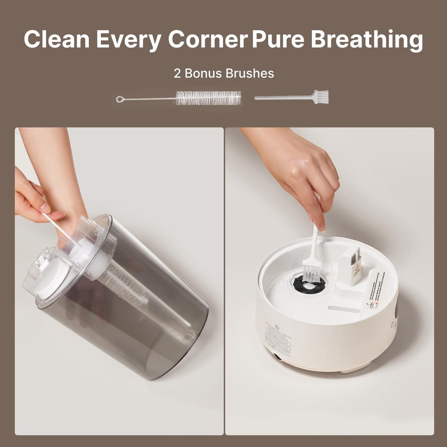 Homvana Humidifiers for Bedroom Home, 3.6 L Cool Mist Top-Fill 34H Super Long Time, Quiet 16dB, Baby Humidifier, Oil Diffuser Large, Plants, Nursery, Office BPA FREE, 7 Color Light (Grey)