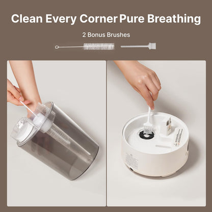 Homvana Humidifiers for Bedroom Home, 3.6 L Cool Mist Top-Fill 34H Super Long Time, Quiet 16dB, Baby Humidifier, Oil Diffuser Large, Plants, Nursery, Office BPA FREE, 7 Color Light (Grey)