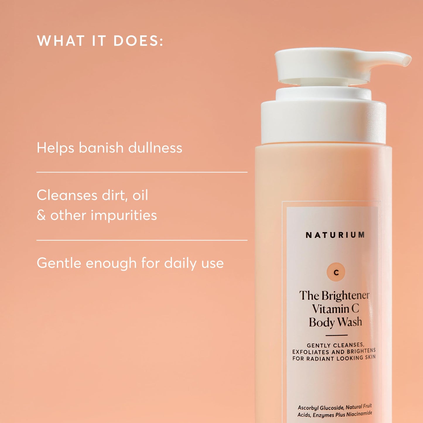 Naturium The Brightener Vitamin C Body Wash | Gentle Cleanser | 16.9 FL OZ / 500 ml