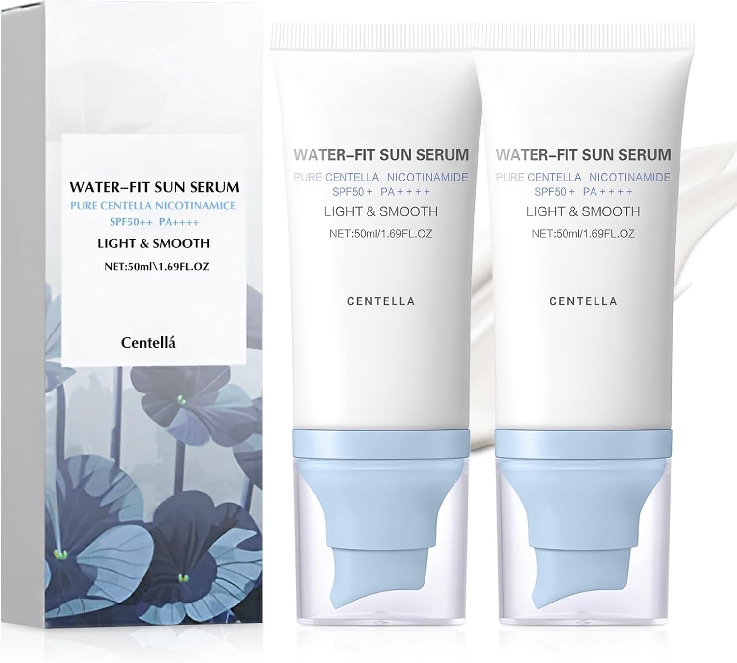 2PCS Centella Sunscreen SPF 50, 50ML 𝑴𝒂𝒅𝒂𝒈𝒂𝒔𝒄𝒂𝒓 Sunscreen Face Serum, Daily UV Defense Sunblock Summer Korean Sunscreen for Face, Travel Essentials for All Skin (White) - Available at All In One Marketplace Canada
