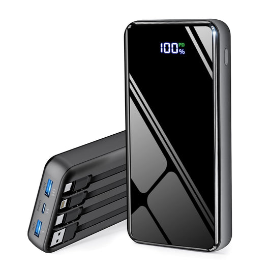 Portable Charger with Built in Cables, 50000mAh Power Bank Fast Charging 6 Outputs 2 Inputs with LED Display External Battery Pack Compatible with Cellphones Tablets AirPods etc - Available at All In One Marketplace Canada