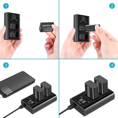 NEEWER Camera Battery Charger Set for NP-FW50 Compatible with Sony ZV-E10