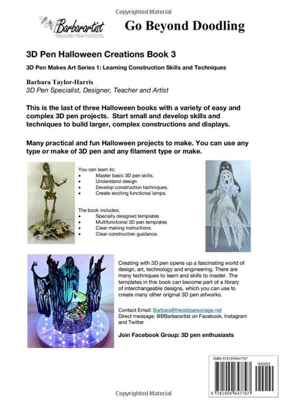Livre 3 de créations d'Halloween au stylo 3D : Série 1 d'art en 3D : Apprenez les compétences et techniques de construction