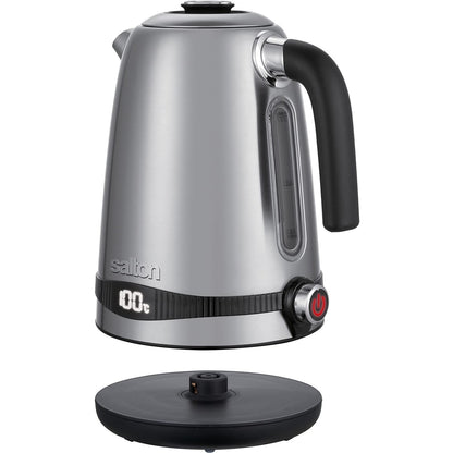 Salton Cordless Electric Stainless-Steel Kettle | 1.7 L | Dial Variable Temperature Control & Digital Display | 3-Level Safety System | 1100 Watts | Automatic Shut-Off | 100% Canadian-owned & operated