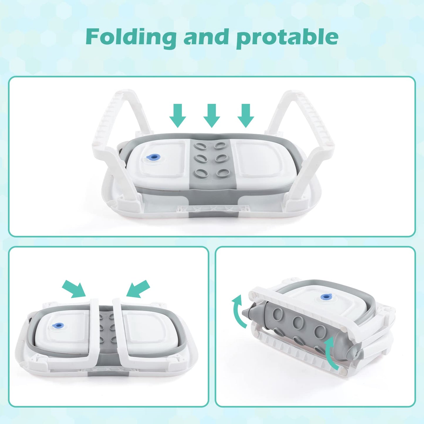Baby BathTub, 4-in-1 Newborn to Toddler Tub with Temperature Sensor,Infant Waterproof Ear Cap and Soft Cushion included,Grey