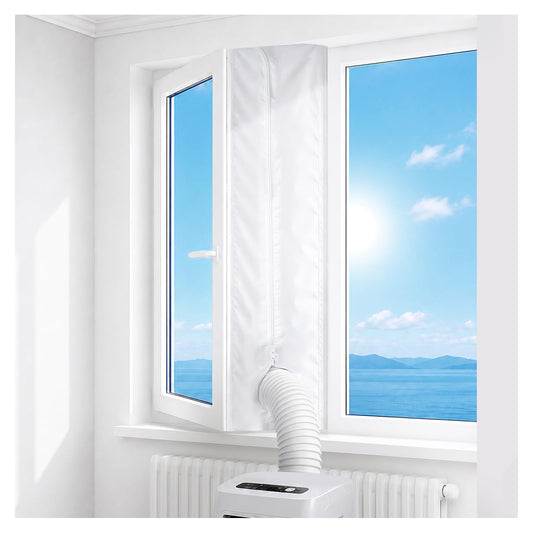 Gruntbear 400CM Universal Window Seal for Portable Air Conditioner, 158 Inch Portable AC Window Seal with Zip and Adhesive Fastener Works with Tumble Dryer, Easy to Install