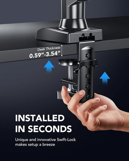 HUANUO Single Monitor Mount, 13 to 32 Inch Design Monitor Arm, Adjustable Stand, Vesa Mount with Clamp and Grommet Base - Fits 4.4 to 19.8lbs LCD Computer Monitors