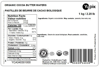 Yupik Organic Cocoa Butter Wafers – 1 kg Pure, Vegan & Gluten-Free
