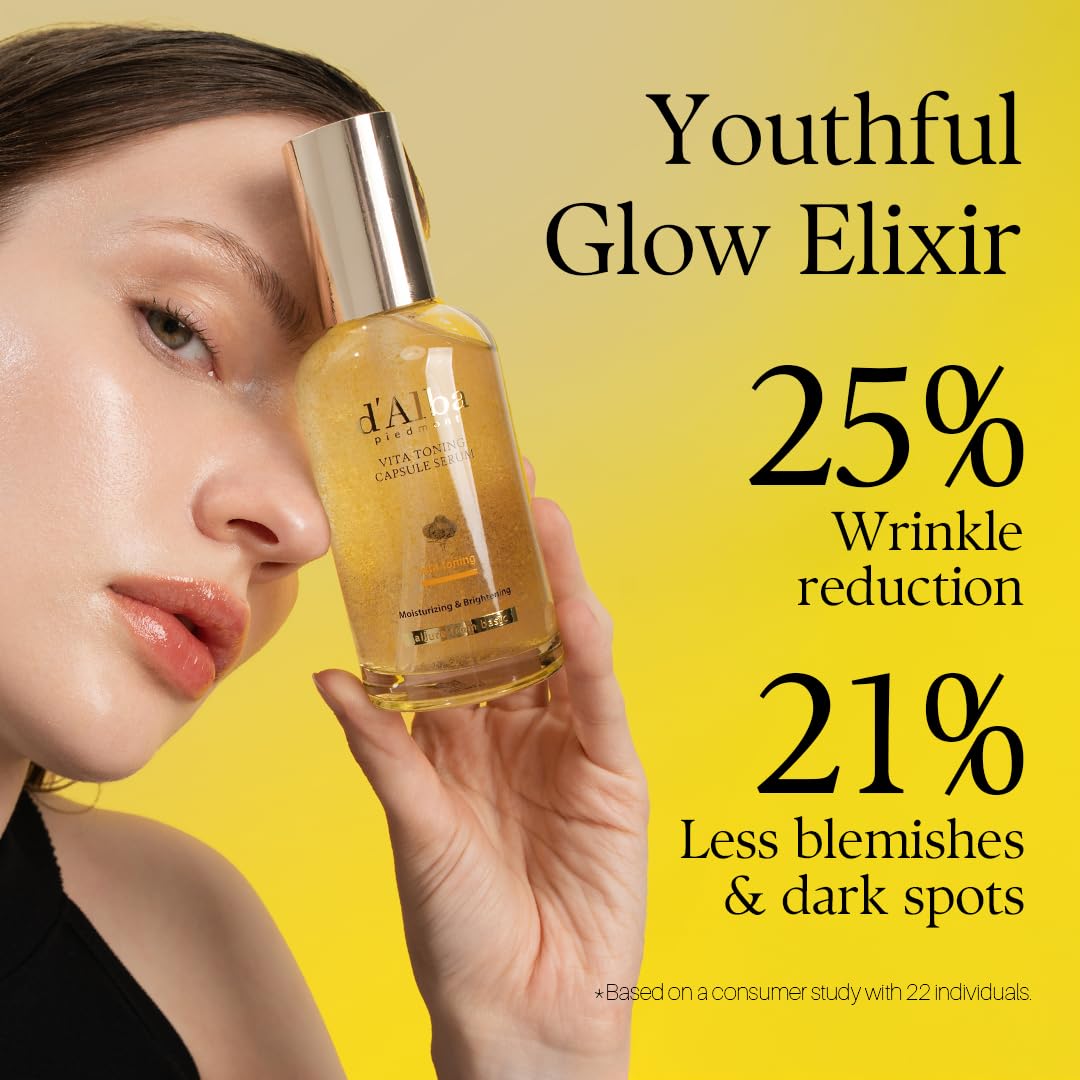 d'alba Piedmont Vita Toning Capsule Serum (100ml), Large Size, Daily Vita Boost for Luminous Skin, Double Vitamin Formula - Available at All In One Marketplace Canada