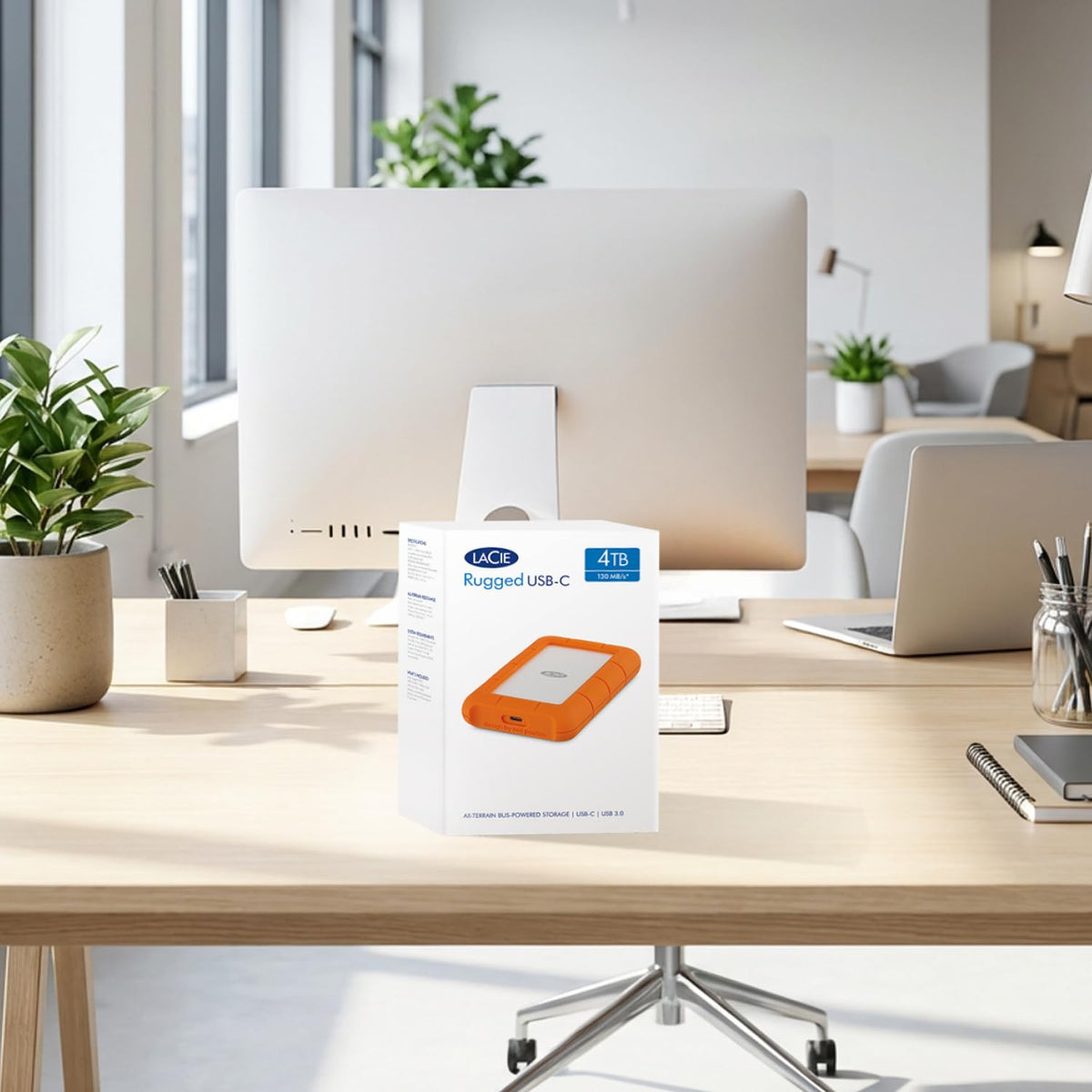 LaCie Rugged USB-C 4TB External Hard Drive Portable HDD – USB 3.0, Drop Shock Dust Rain Resistant Shuttle Drive, for Mac and PC Computer Desktop Workstation Laptop, 1 Month Adobe CC (STFR4000800)