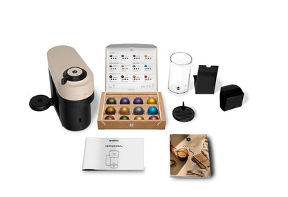 Nespresso Vertuo Pop+ Single Serve Coffee and Espresso Machine by De Longhi, Sand Beige - Available at All In One Marketplace Canada