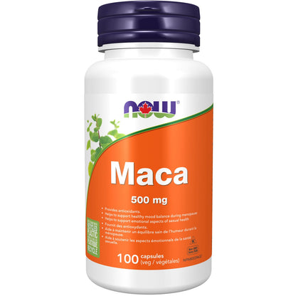 NOW Supplements Maca 500mg Capsules, 100 Count - Available at All In One Marketplace Canada