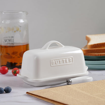 JSHKY Porcelain Butter Dish with Lid for 1lb Canadian Butter Block, White 🍁 All In One Marketplace Canada