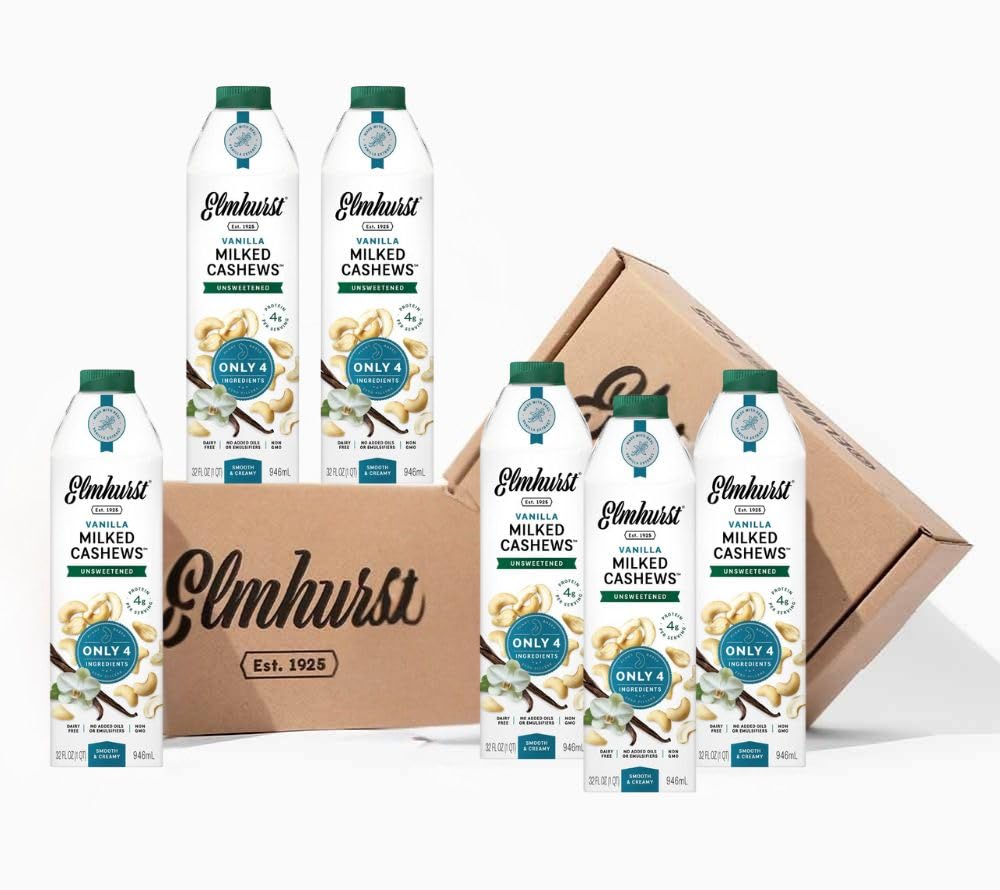 Elmhurst Unsweetened Cashew Milk 6-Pack (946 mL each)