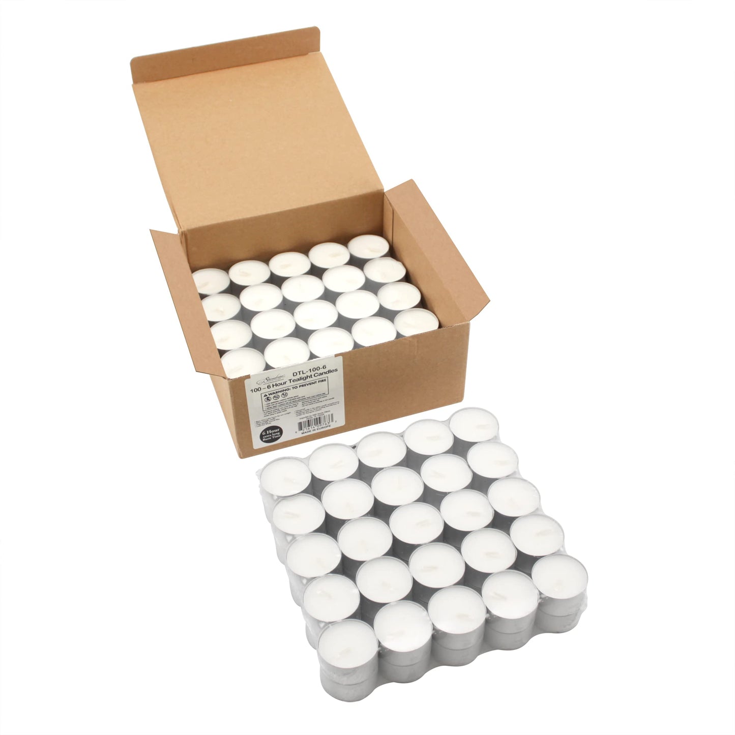 Stonebriar Unscented Tea Light Candles, 6 to 7 Hour Extended Burn Time, Smokeless, White, Bulk Set for Weddings, Events, Home Decor, Emergency Use, 100 Count Stonebriar