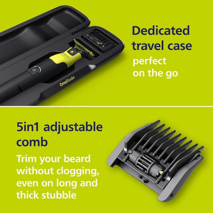 Philips OneBlade 360 with Connectivity Hybrid Face + Body, Electric Shaver, Beard Trimmer and Body Groomer, 360 Blade Tech, 1x360 Blade for Face, 5in1 Adjustable Comb, Body Kit, Travel Case, QP4631/65 - Available at All In One Marketplace Canada