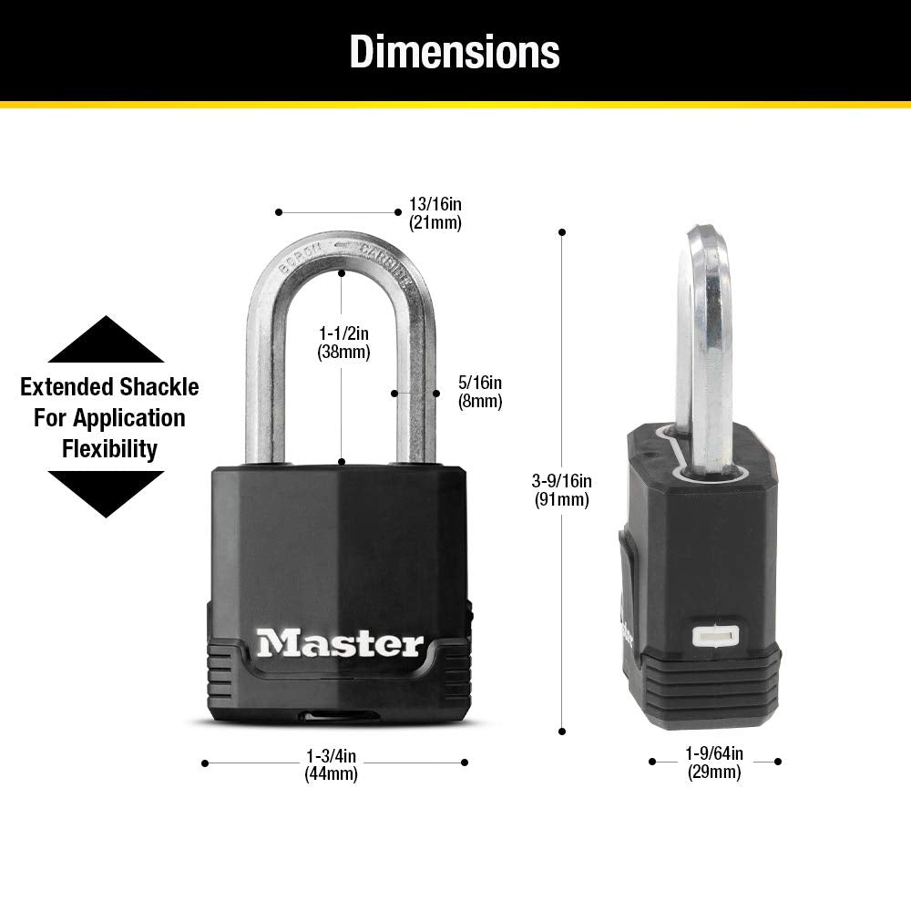 Master Lock Magnum Heavy Duty Outdoor Padlock with Key, 2 Pack Keyed-Alike M115XTLF Master Lock