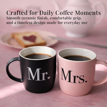 Triple Gifffted Mr and Mrs Coffee Mugs Couples Gift Set, 380 ml Ceramic 🍁 All In One Marketplace Canada