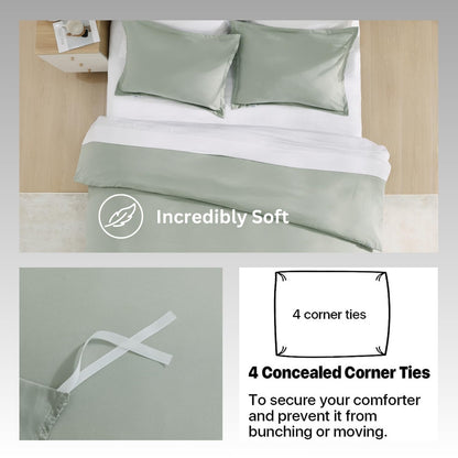 Queen Duvet Cover Set, Pre-Washed Soft Microfiber, 3 Piece - Mineral 🍁 All In One Marketplace Canada
