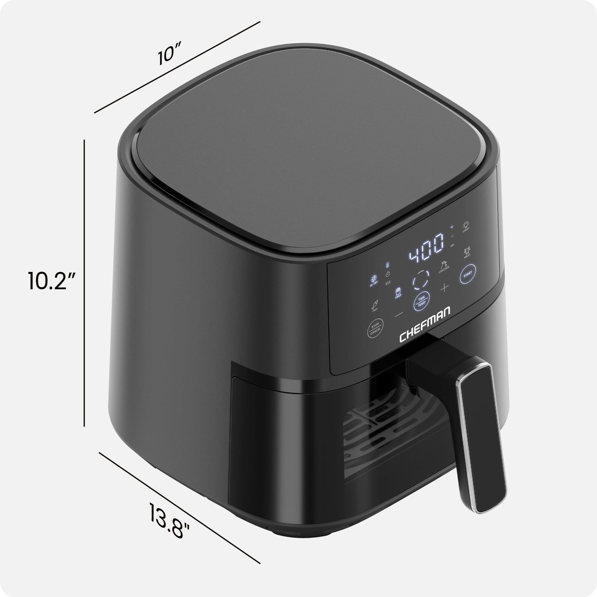 Chefman Air Fryer – 4 QT Compact Airfryer for Quick & Easy Meals, Features Hi-Fry Technology for Extra Crisp, Easy-View Window, Touch Controls with 4 Presets, Nonstick & Dishwasher Safe Basket - Black - Available at All In One Marketplace Canada