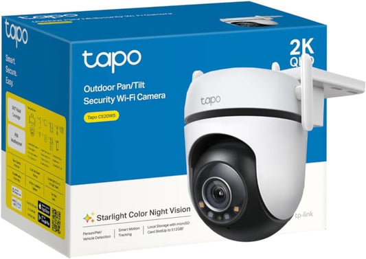 TP-Link Tapo 2K 4MP Pan/Tilt Outdoor Wired Security Wi-Fi Camera, 360° Visual Coverage, Starlight Full-Color Night Vision Up to 98ft, Person/Pet/Venicle Detection,Physical Privacy Mode(Tapo C520WS)