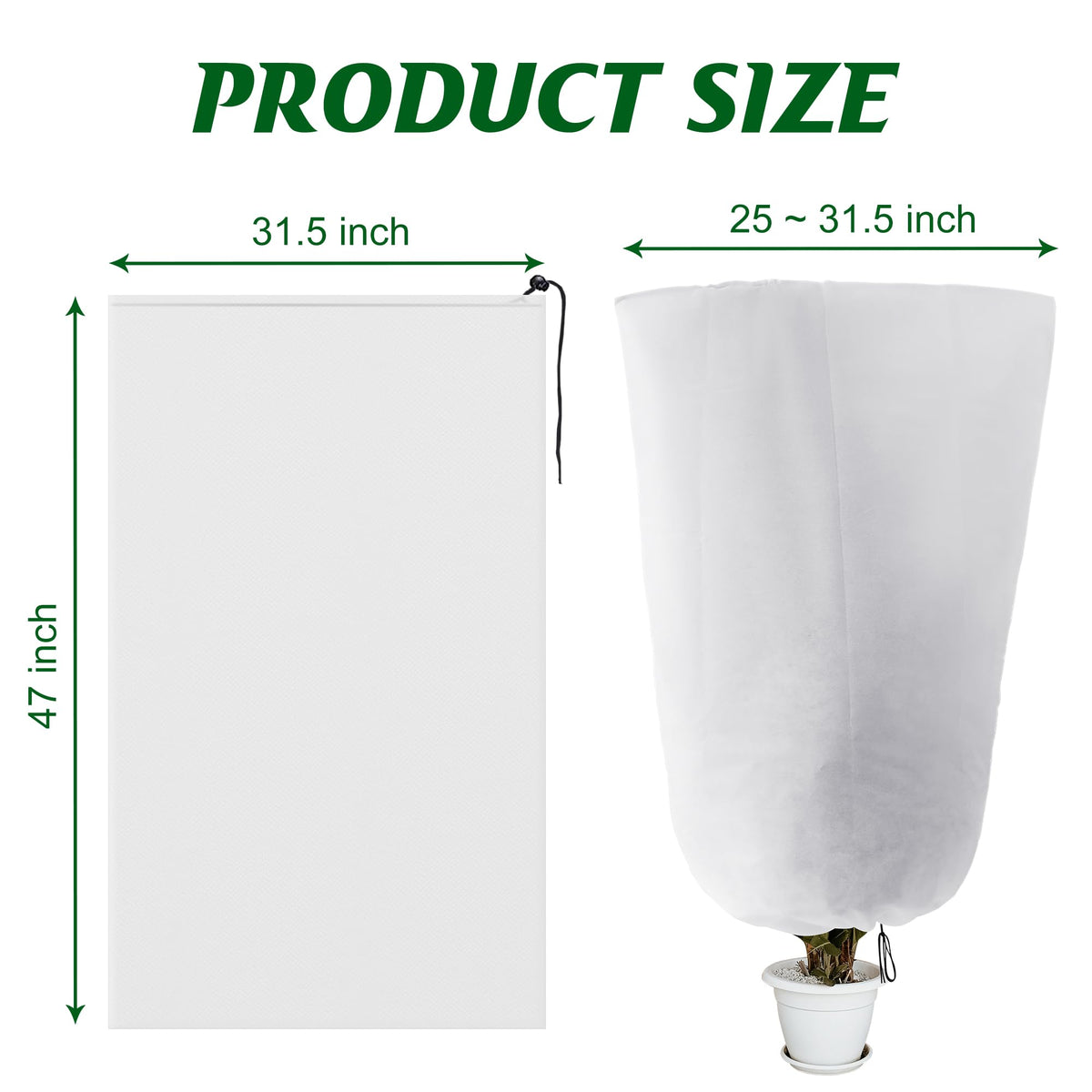 47" X 31.5"Winter Drawstring Plant Covers - 3 Packs Warm Plant Protection Cover Bags, Frost Cloth Blanket Protecting Fruit Tree Potted Plants from Freezing Animals Eating 🍁 All In One Marketplace Canada