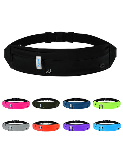 WATERFLY Running Belt Fanny Pack: Runner Marathon Jogging Waist Pack Sport Fitness Cell Phone Holder Pouch for Men Women Jogger Slim Stretchy Running Belt