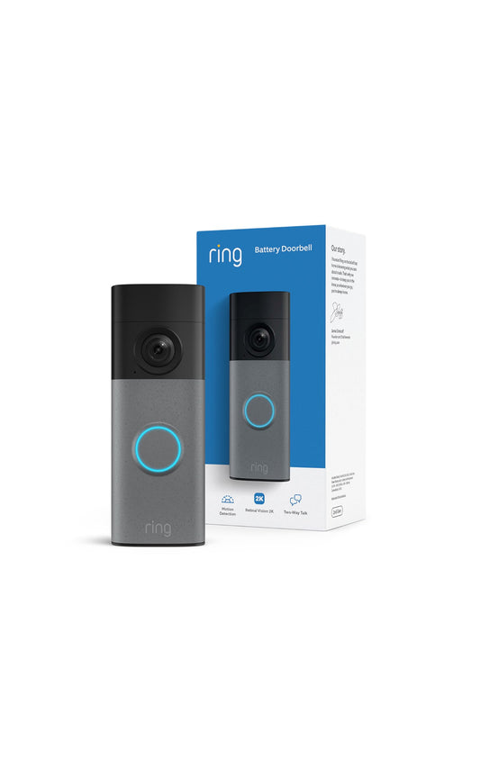 Ring Battery Doorbell (newest model), Retinal 2K with wide-angle video, up to 6x Enhanced Zoom, Two-Way Talk, and Built-In Battery, Speckled Gray