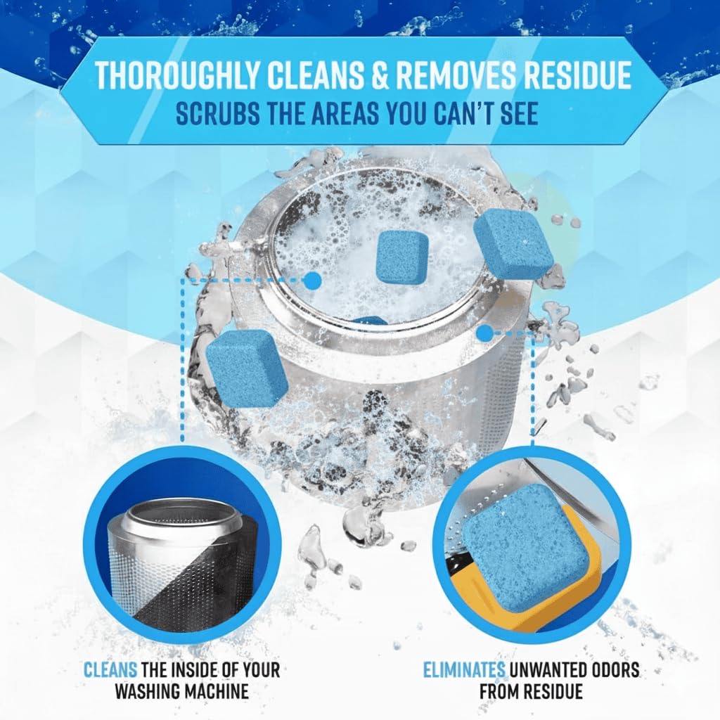 Washing Machine Cleaner for Pet Owners - ACTIVE Enzymatic Deep Clean Descaler for Cat & Dog Hair, Urine, Odor, Residue, 24 Septic-Safe Tablets for Top Load, Front Loader, HE Washer Tub - 1 Year Supply - Available at All In One Marketplace Canada