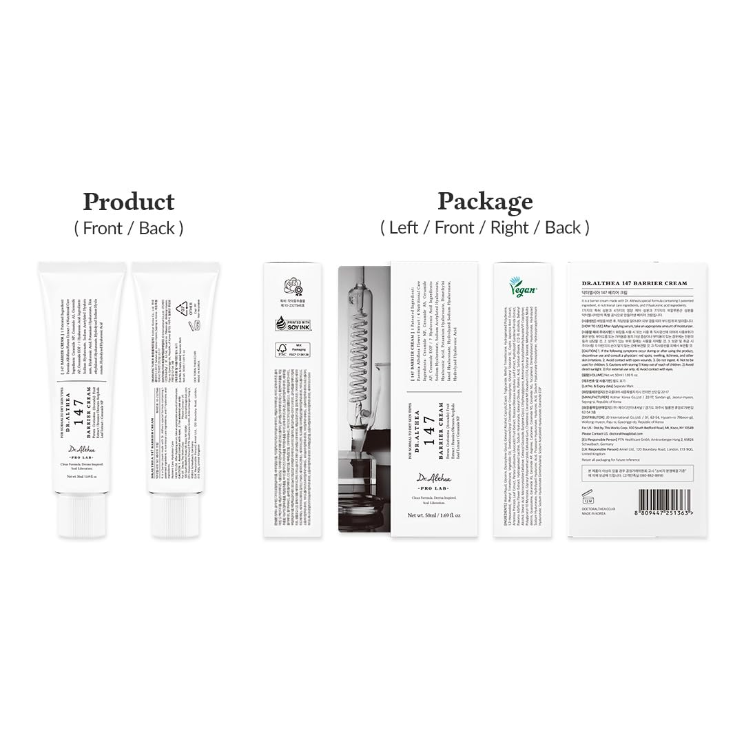 Dr.Althea 147 Barrier Cream | Daily Skin Barrier Care | Deep Hydrating with Hyaluronic Acid & Ceramides | Korean Vegan Skincare for All Skin Types, 50ml - Available at All In One Marketplace Canada