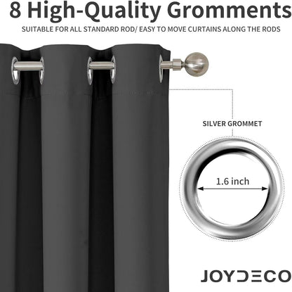 Joydeco Blackout Curtains for Bedroom 2 Panels Set (52"W x 84"L, Dark Grey) Joydeco