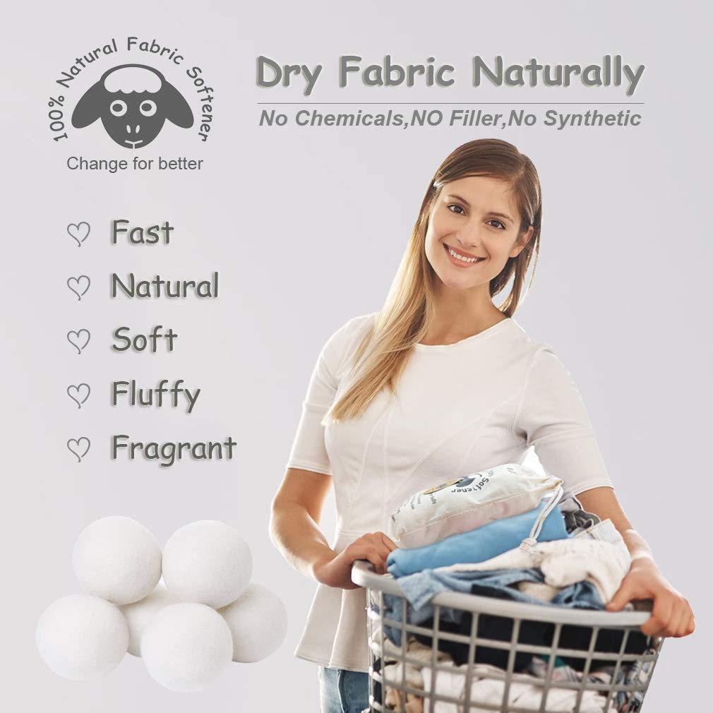Budieggs Wool Dryer Balls Organic XL 6-Pack, 100% New Zealand Wool Chemical Free Fabric Softener for 1000+ Loads, Baby Safe & Hypoallergenic, Fabrics Soft and Fluffy Naturally - Available at All In One Marketplace Canada