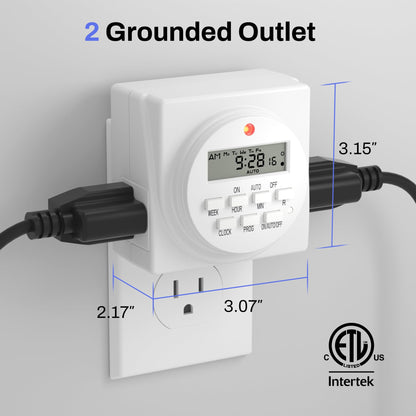 BN-LINK Indoor 7-Day Programmable Digital Timer Outlet, 2 Outlets, 1 Pack 🍁 All In One Marketplace Canada