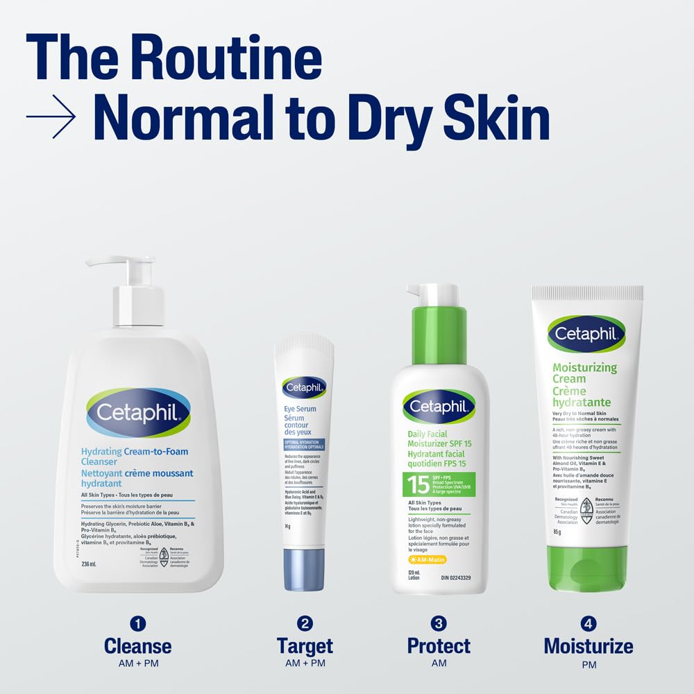 Cetaphil Cream to Foam Face Wash, Hydrating Facial Cleanser for Normal to Dry Sensitive Skin, Foaming Cleanser with Aloe, Glycerin & Niacinamide, 473ml - Available at All In One Marketplace Canada