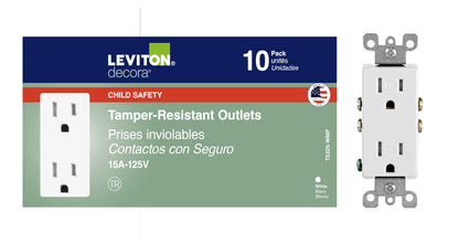 Leviton Decora, 10-Pack, 15 Amp, Tamper-Resistant Duplex Wall Receptacle, T5325-WMP, White 🍁 All In One Marketplace Canada