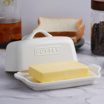 JSHKY Porcelain Butter Dish with Lid for 1lb Canadian Butter Block, White 🍁 All In One Marketplace Canada